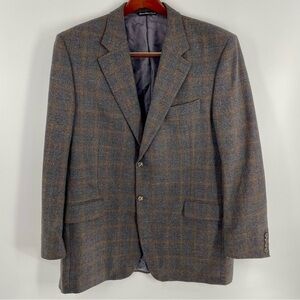 Jack Victor Charcoal Gray Plaid Brushed Wool Sport Coat Jacket Blazer 44L Office